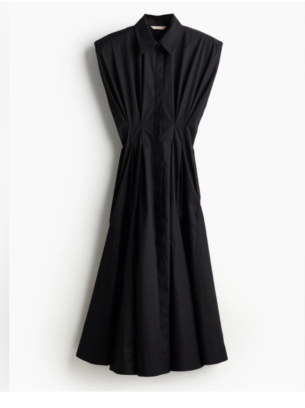 H&M Black Sleeveless Midi Shirt Dress